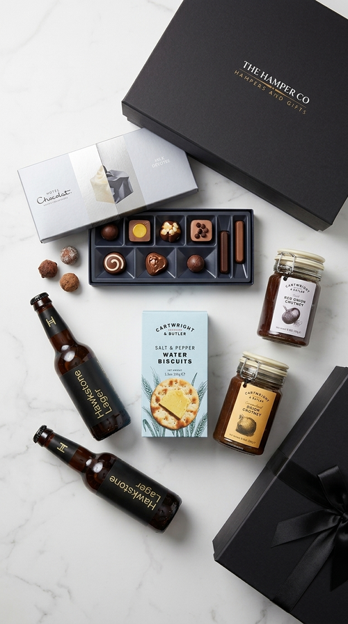 gift box hawkstone larger, cartwright & butler chutney hotel chocolat patisserie dreamer 9 piece. cartwright & butler salt & pepper water bicuits