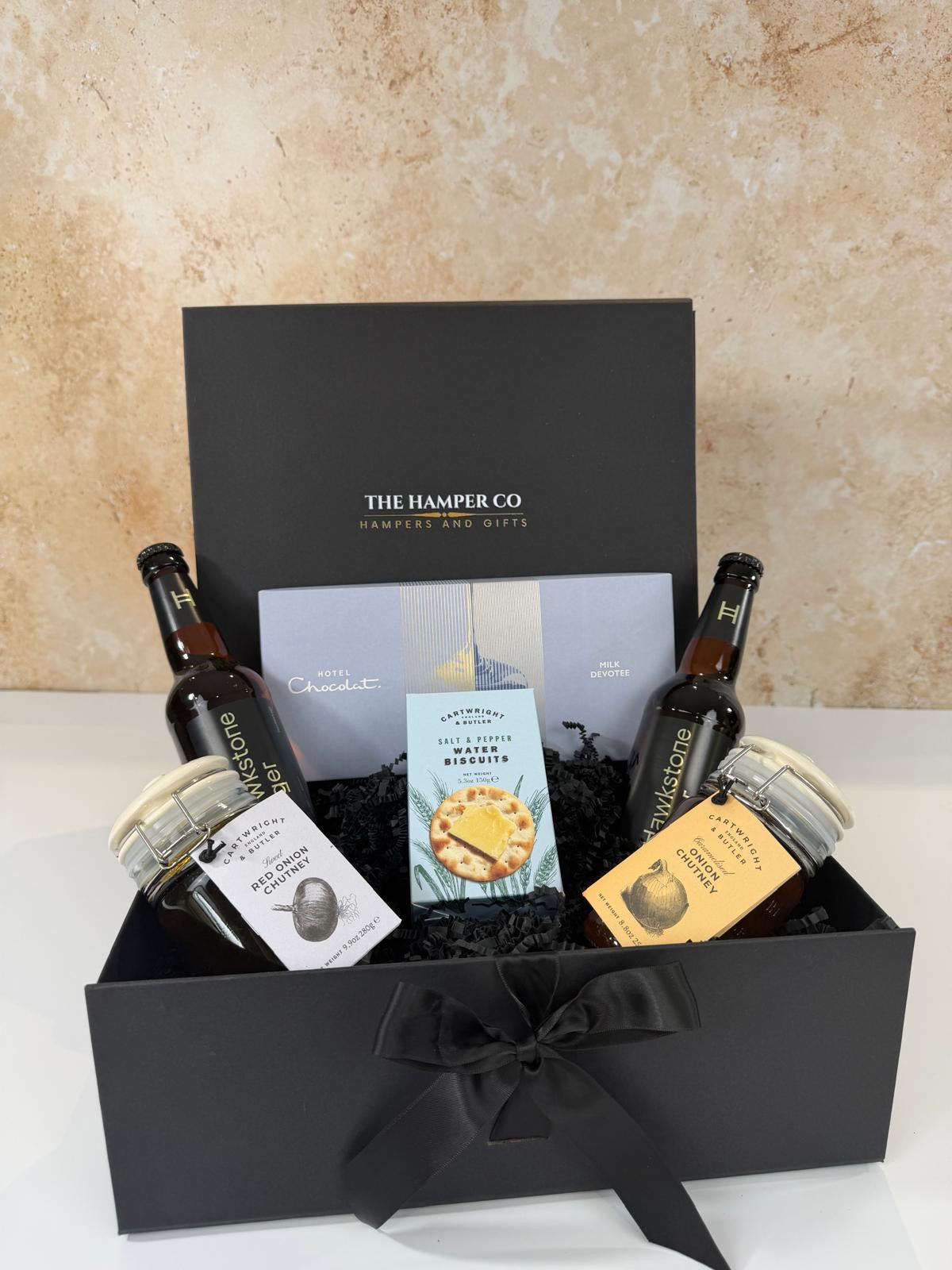 luxury hawkstone larger gift box with cartwright & butler treats & hoel chocolat choclat