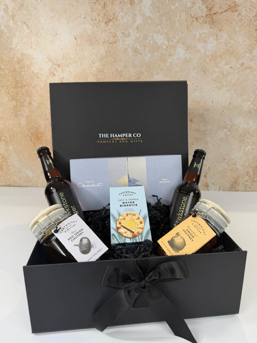 luxury hawkstone larger gift box with cartwright & butler treats & hoel chocolat choclat