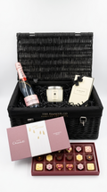 luxury hamper with moet chardon rose champagne, jo malone pomergrante noir candle & diffuser & hotel chocolat exuberantly fruity 18- piece chocolates 