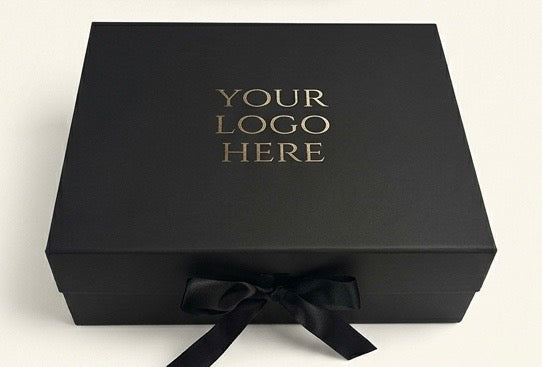 Black gift box branded with your company logo